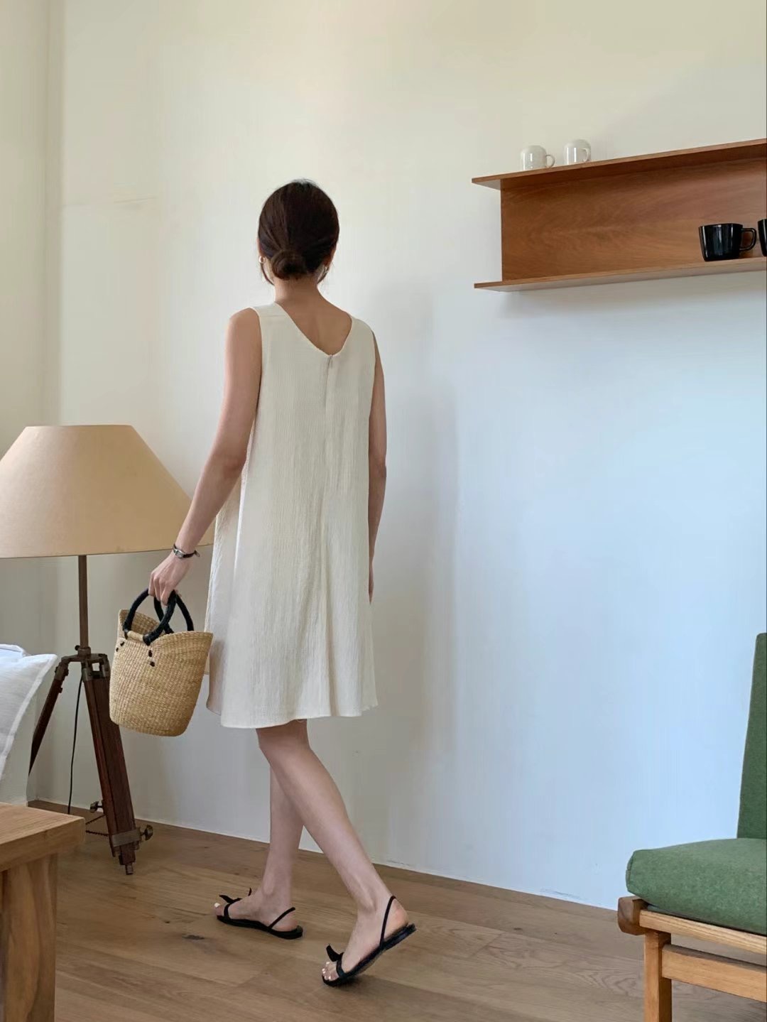 HERME韓國直郵女裝新品24春夏休閑時尚真品人氣連衣裙含腰帶HERME連衣裙
