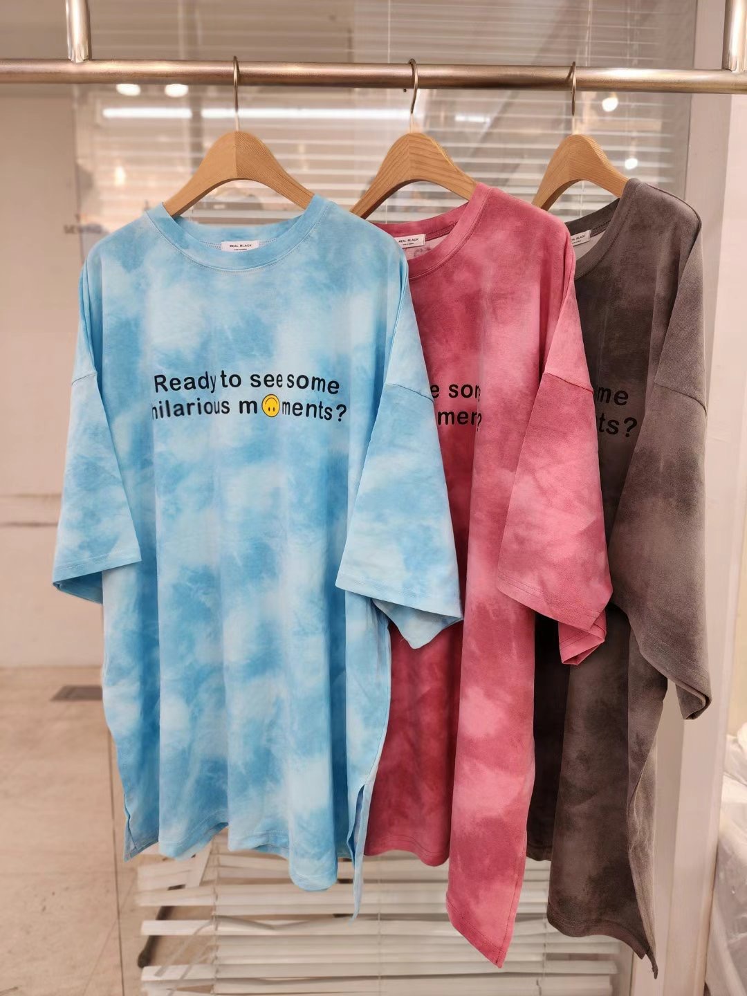 REALBLACK韓國直郵東大門代購女裝新品24春夏真品熱賣T恤REALBLACKT恤圖色2左二色