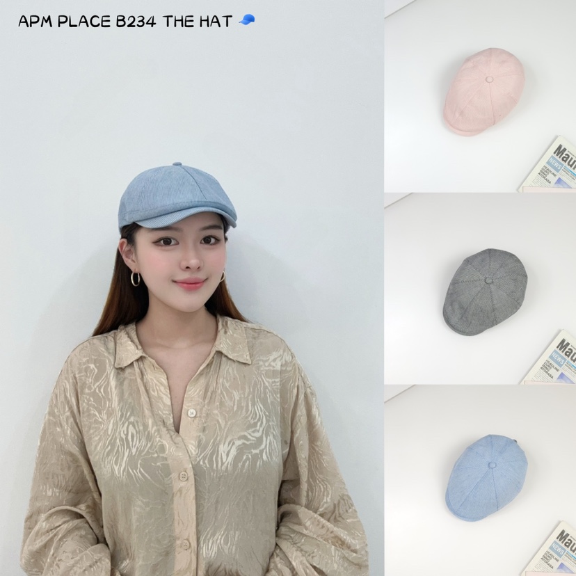 THE HAT直郵韓國代購女裝新品真品24春夏職業時尚帽子羅紋THE HAT帽子