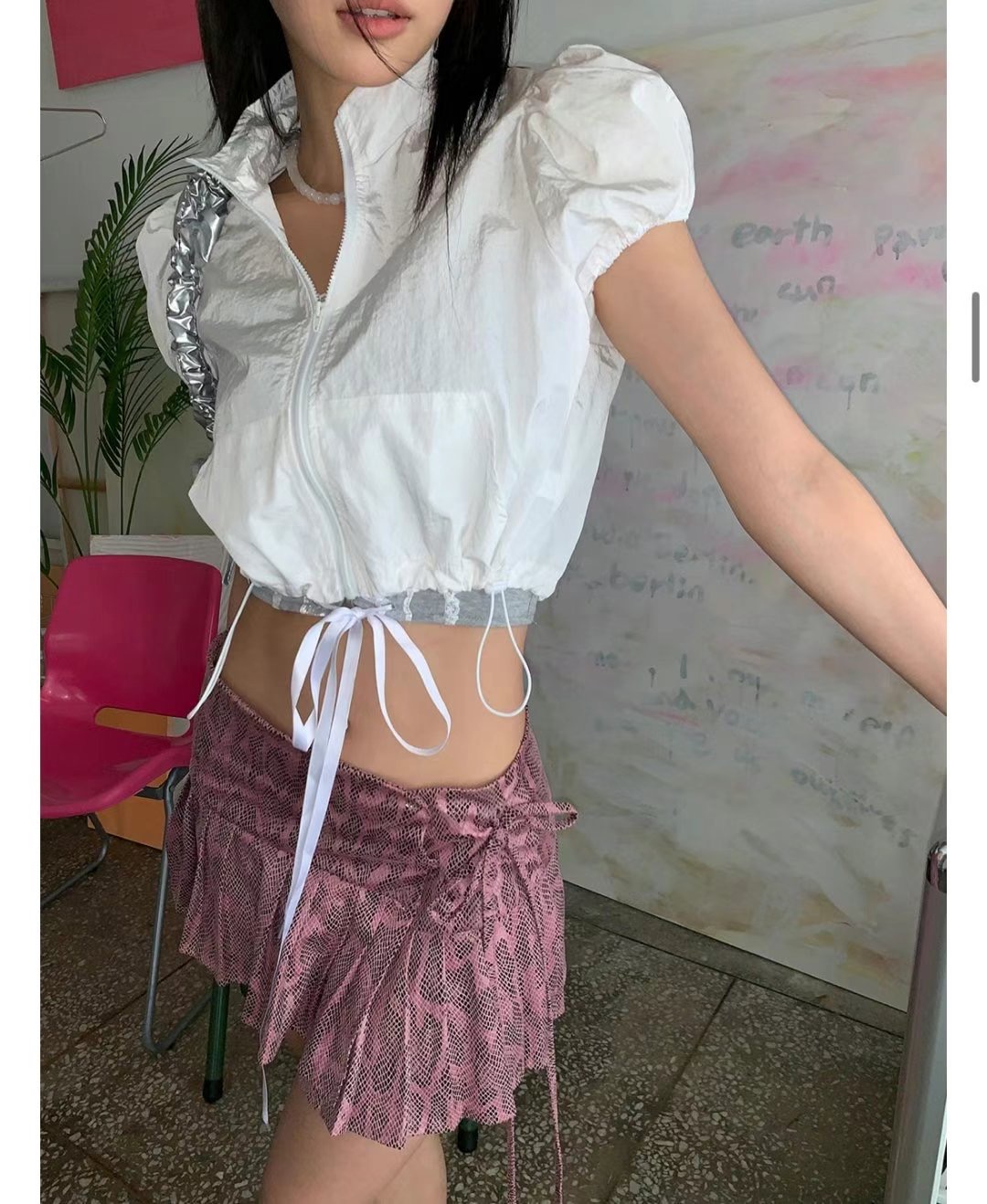 BOY MEET GIRL-T直郵韓國代購女裝新款推薦襯衫蕾絲衫拉鏈BOY MEET GIRL-T襯衫/蕾絲衫