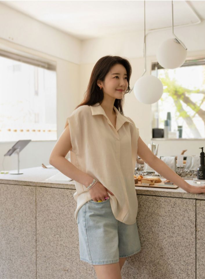 DORI韓國直郵東大門實拍女裝新品時尚人氣職業襯衫蕾絲衫亞麻OURR襯衫/蕾絲衫