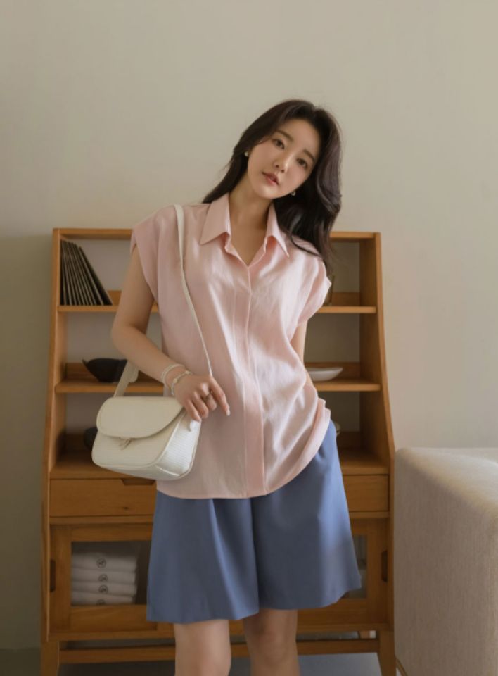 DORI韓國直郵東大門實拍女裝新品時尚人氣職業襯衫蕾絲衫亞麻OURR襯衫/蕾絲衫