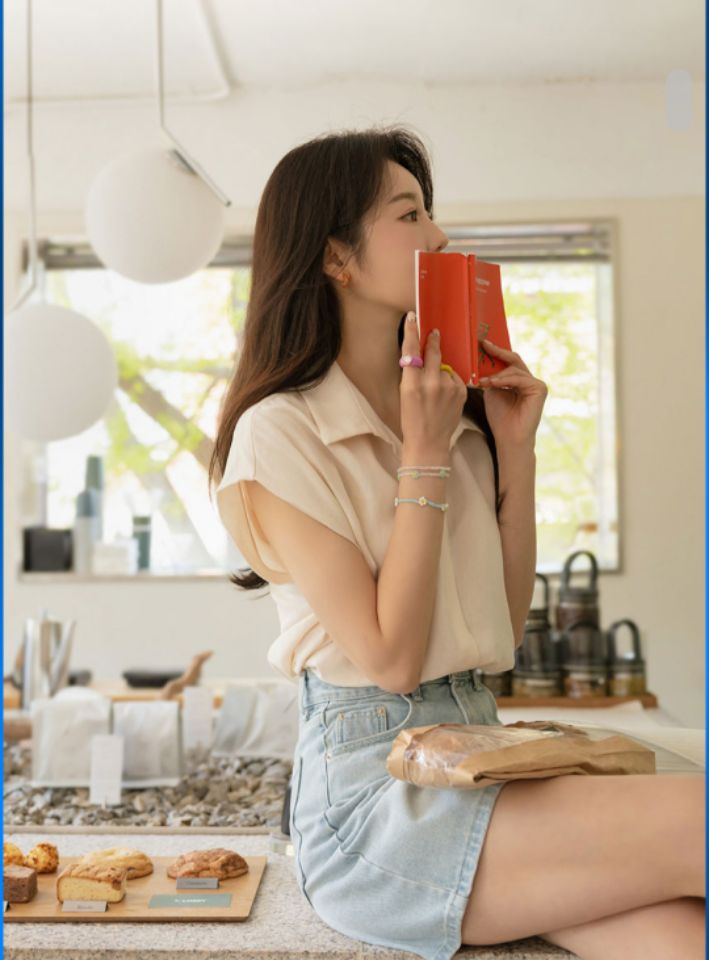 DORI韓國直郵東大門實拍女裝新品時尚人氣職業襯衫蕾絲衫亞麻OURR襯衫/蕾絲衫