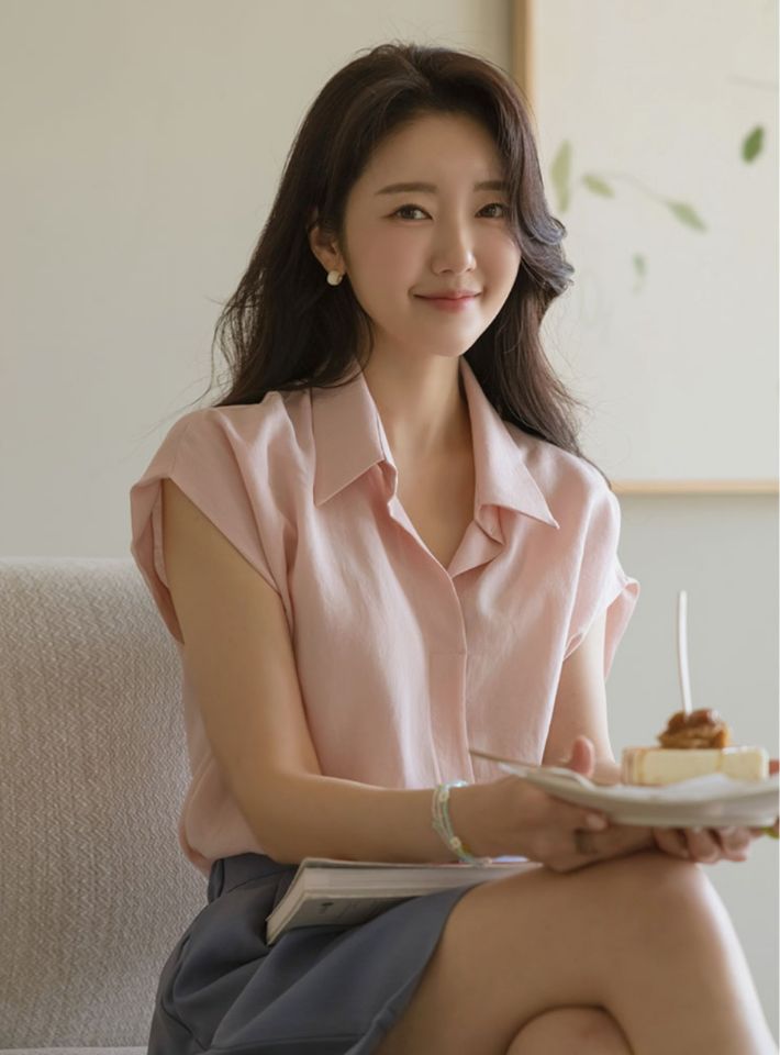 DORI韓國直郵東大門實拍女裝新品時尚人氣職業襯衫蕾絲衫亞麻OURR襯衫/蕾絲衫
