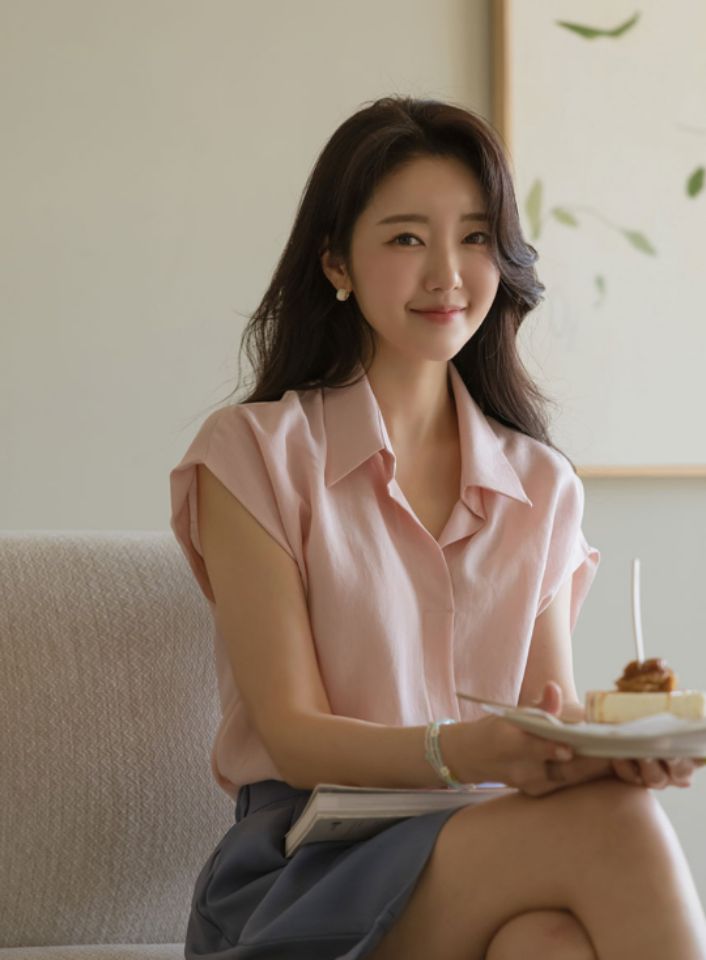 DORI韓國直郵東大門實拍女裝新品時尚人氣職業襯衫蕾絲衫亞麻OURR襯衫/蕾絲衫