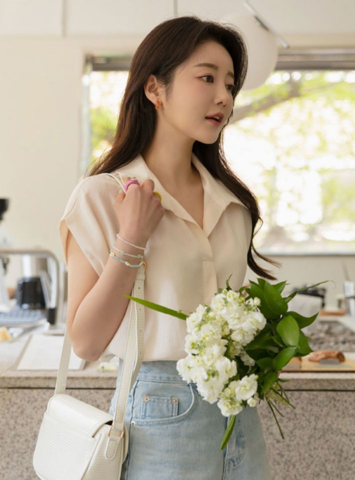 DORI韓國直郵東大門實拍女裝新品時尚人氣職業襯衫蕾絲衫亞麻OURR襯衫/蕾絲衫