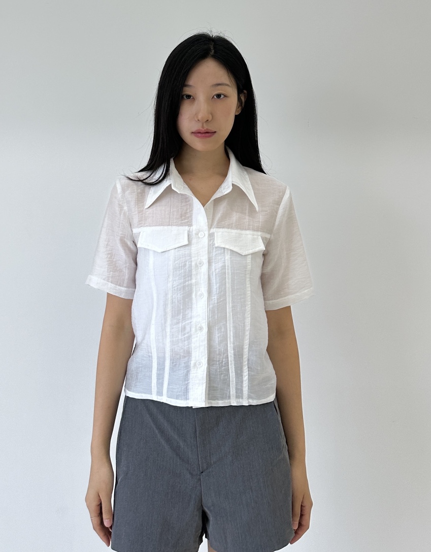 A.VER直郵韓國代購女裝新款熱賣時尚人氣真品襯衫蕾絲衫口袋A.VER襯衫/蕾絲衫