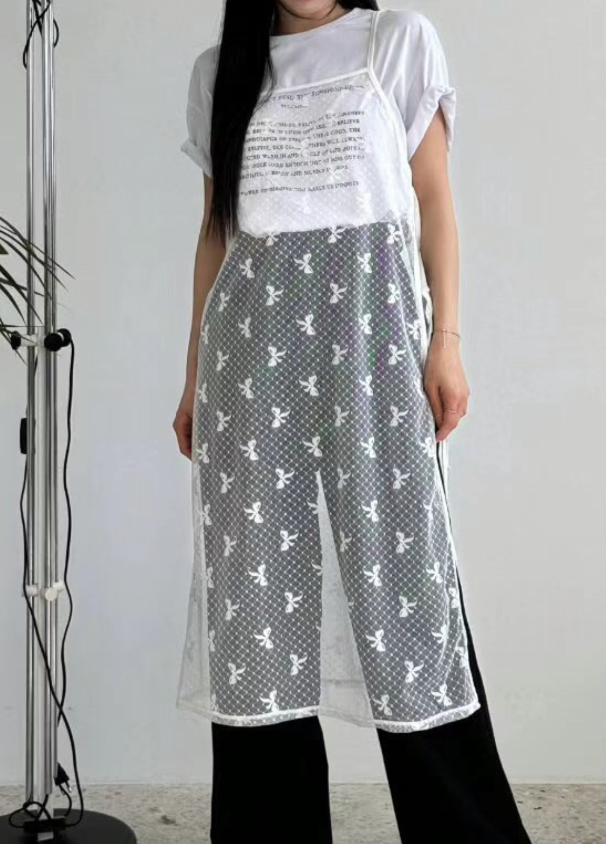 LOSTILE韓國直郵東大門代購女裝新品人氣時尚休閑連衣裙透視THE ZOA連衣裙