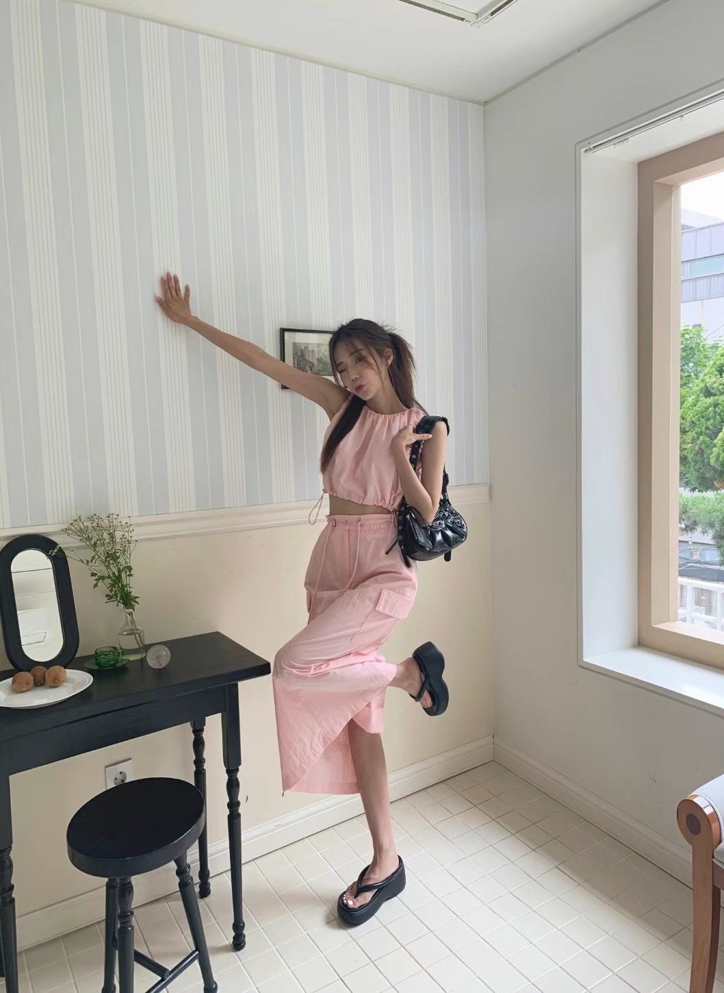 LOSTILE直郵韓國代購女裝新款真品職業熱賣推薦時尚長裙工裝THE ZOA長裙