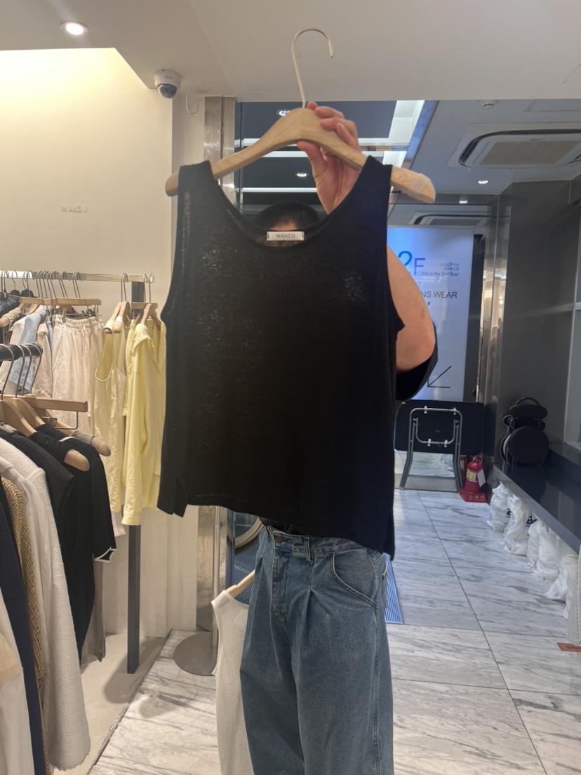 W AND J韓國直郵東大門實拍女士新品24秋夏吊帶背心亞麻W AND J吊帶/背心圖色3