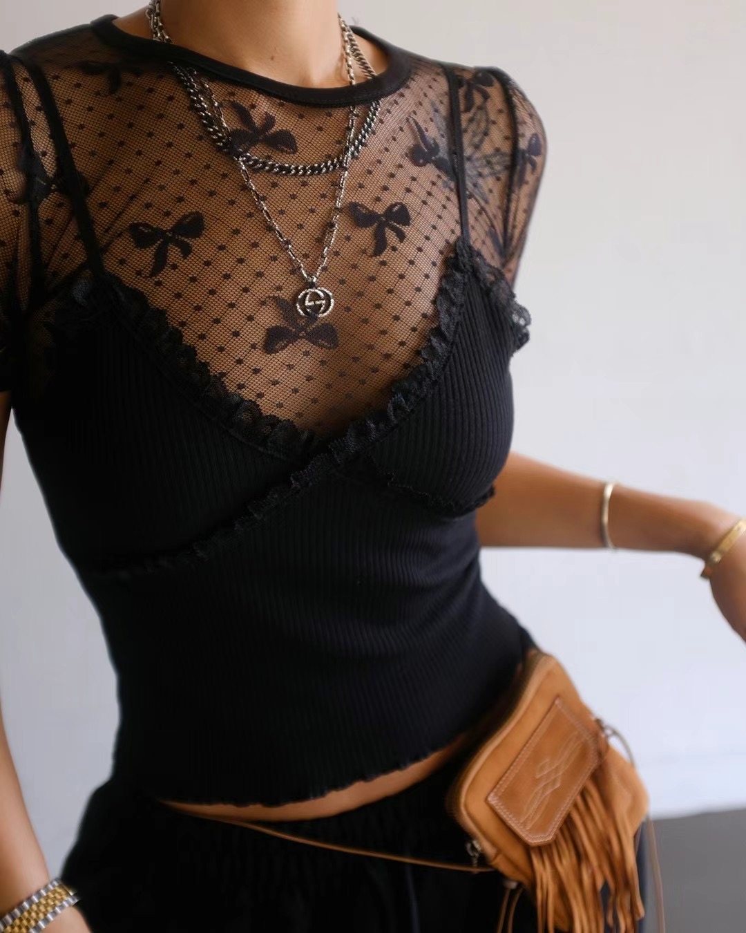 MINICLOSET直郵韓國代購女裝新品職業人氣熱賣真品休閑T恤蕾絲MINICLOSETT恤