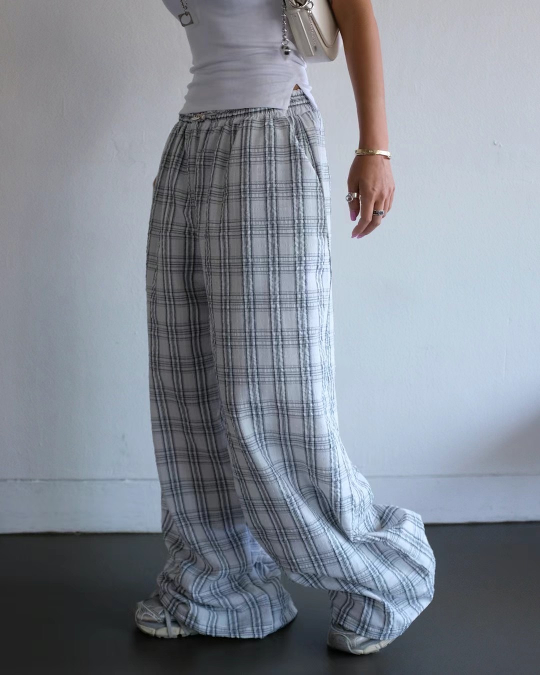 MINICLOSET韓國直郵東大門代購女裝新品職業熱賣休閑褲格紋MINICLOSET休閑褲圖色1