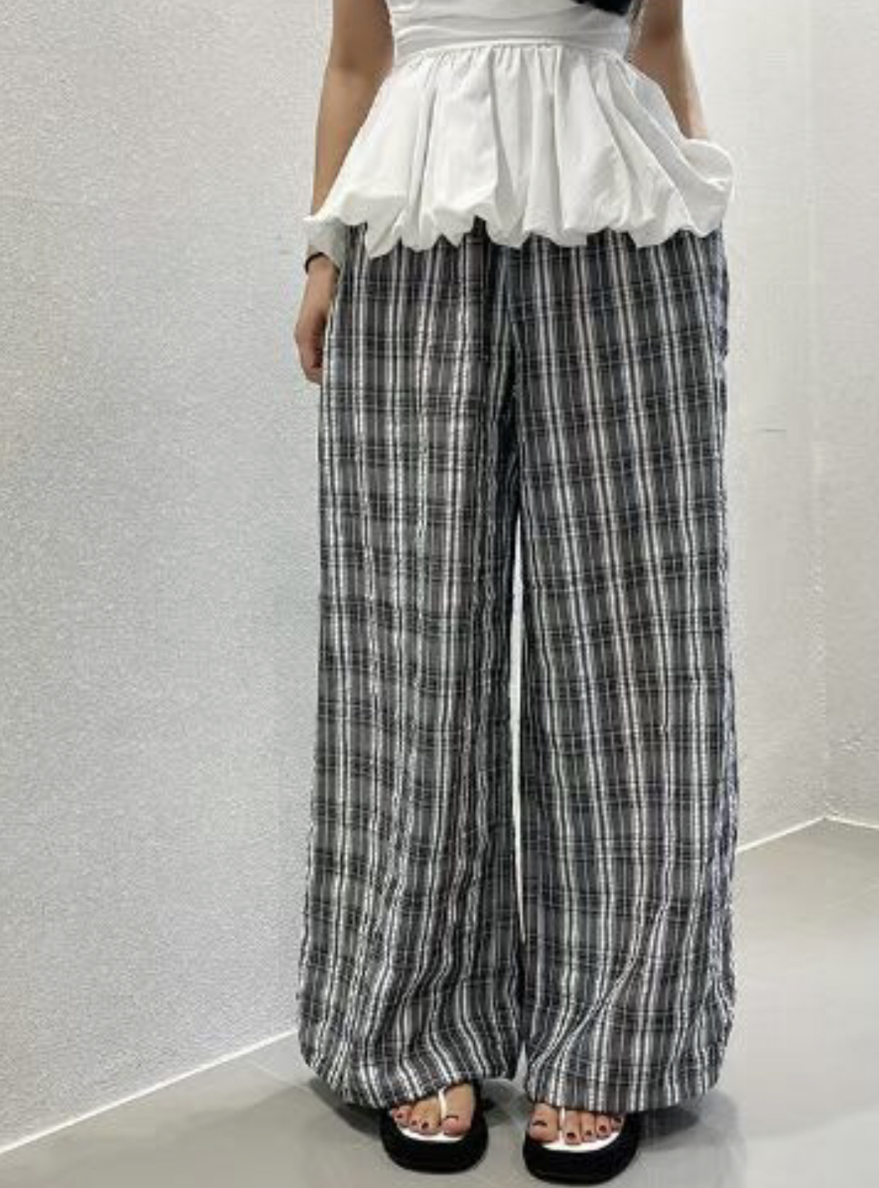 MINICLOSET韓國直郵東大門代購女裝新品職業熱賣休閑褲格紋MINICLOSET休閑褲圖色2