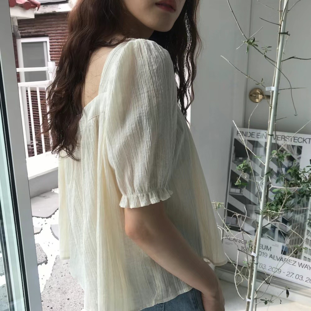 OMELET韓國直郵東大門實拍女裝新品職業24春夏襯衫蕾絲衫OHNLE襯衫/蕾絲衫