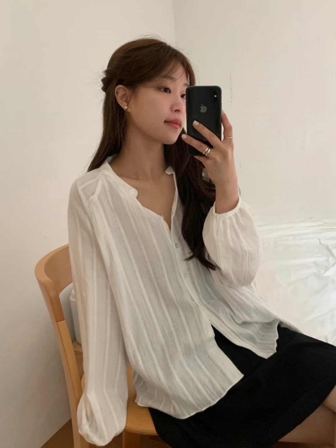 PEETS韓國直郵東大門實拍女裝新品24春夏真品時尚襯衫蕾絲衫PEETS襯衫/蕾絲衫