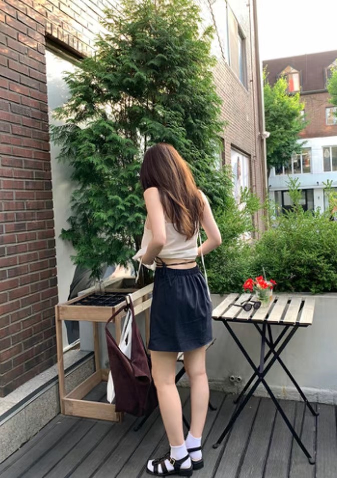 OEUF韓國直郵東大門實拍女裝新品真品時尚職業24春夏短裙OEUF短裙