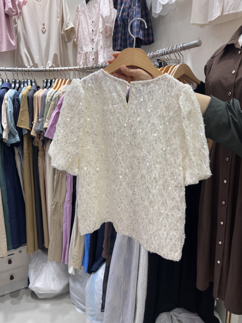 BIKINI直郵韓國代購女裝新品休閑人氣24春夏時尚襯衫蕾絲衫BIKINI襯衫/蕾絲衫