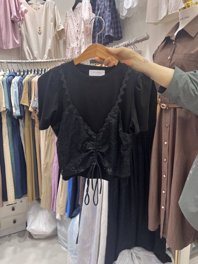 BIKINI直郵韓國代購女裝新款24春夏職業推薦人氣時尚熱賣T恤BIKINIT恤圖色2