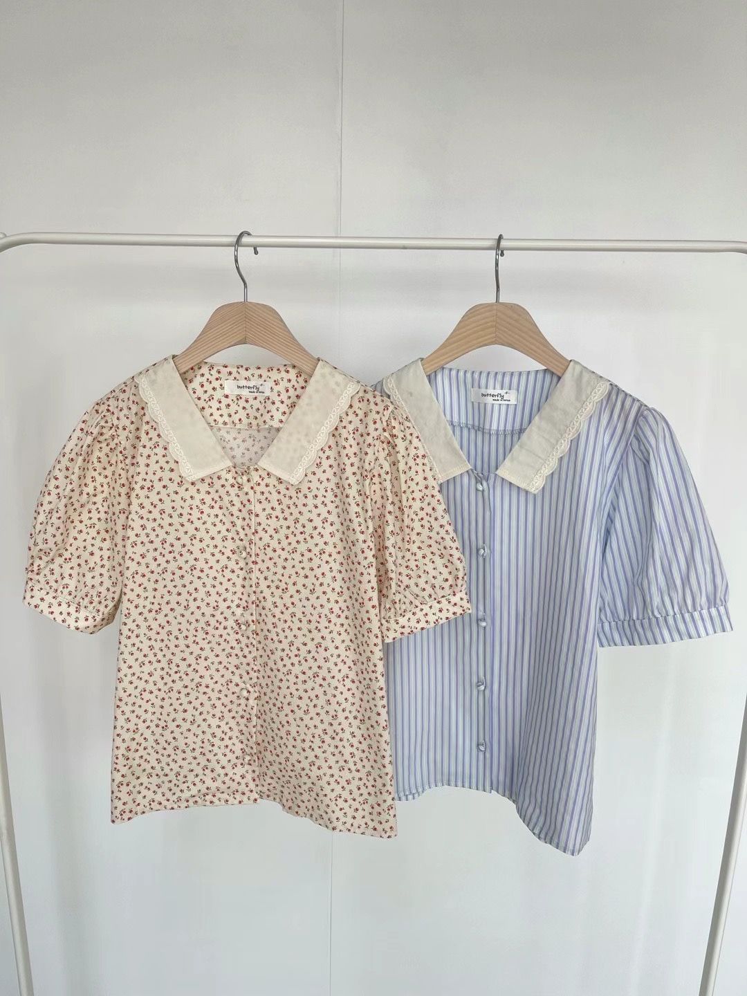 버터플라이韓國直郵女裝新款時尚真品推薦職業24春夏襯衫蕾絲衫버터플라이襯衫/蕾絲衫