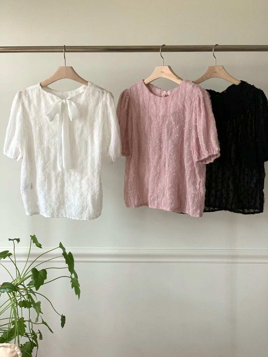ELMU韓國直郵女裝新品24春夏推薦休閑襯衫蕾絲衫兩面可穿howdy襯衫/蕾絲衫