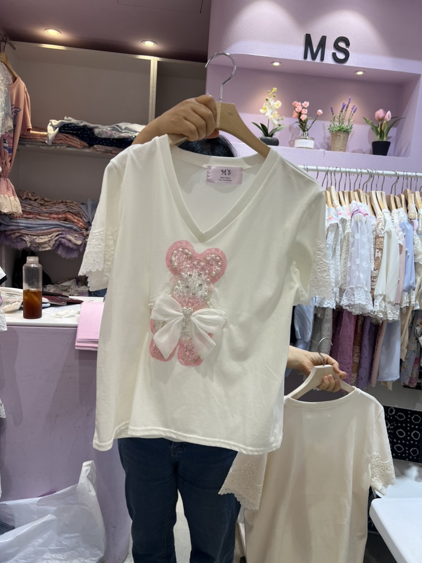 MS韓國直郵女裝新品休閑人氣推薦真品時尚熱賣24春夏職業T恤MST恤圖色2