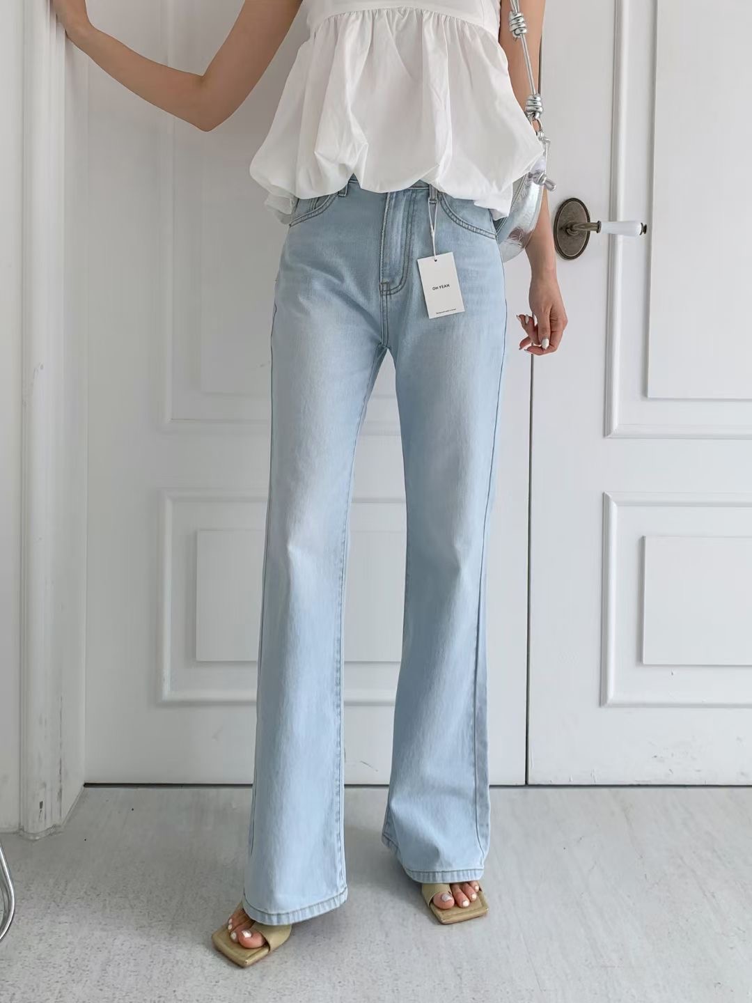 OH YEAH韓國直郵東大門代購女裝新品熱賣推薦真品職業牛仔褲OH YEAH牛仔褲