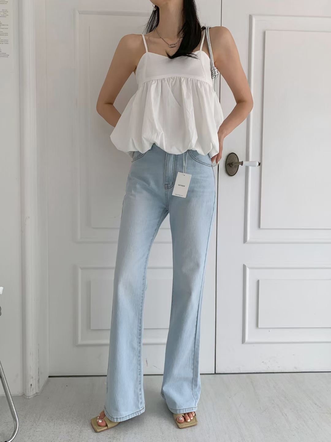 OH YEAH韓國直郵東大門代購女裝新品熱賣推薦真品職業牛仔褲OH YEAH牛仔褲