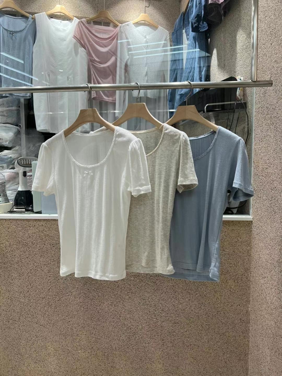 EDD韓國直郵女裝新品24春夏職業推薦人氣休閑時尚熱賣T恤EDDT恤圖色2左二色