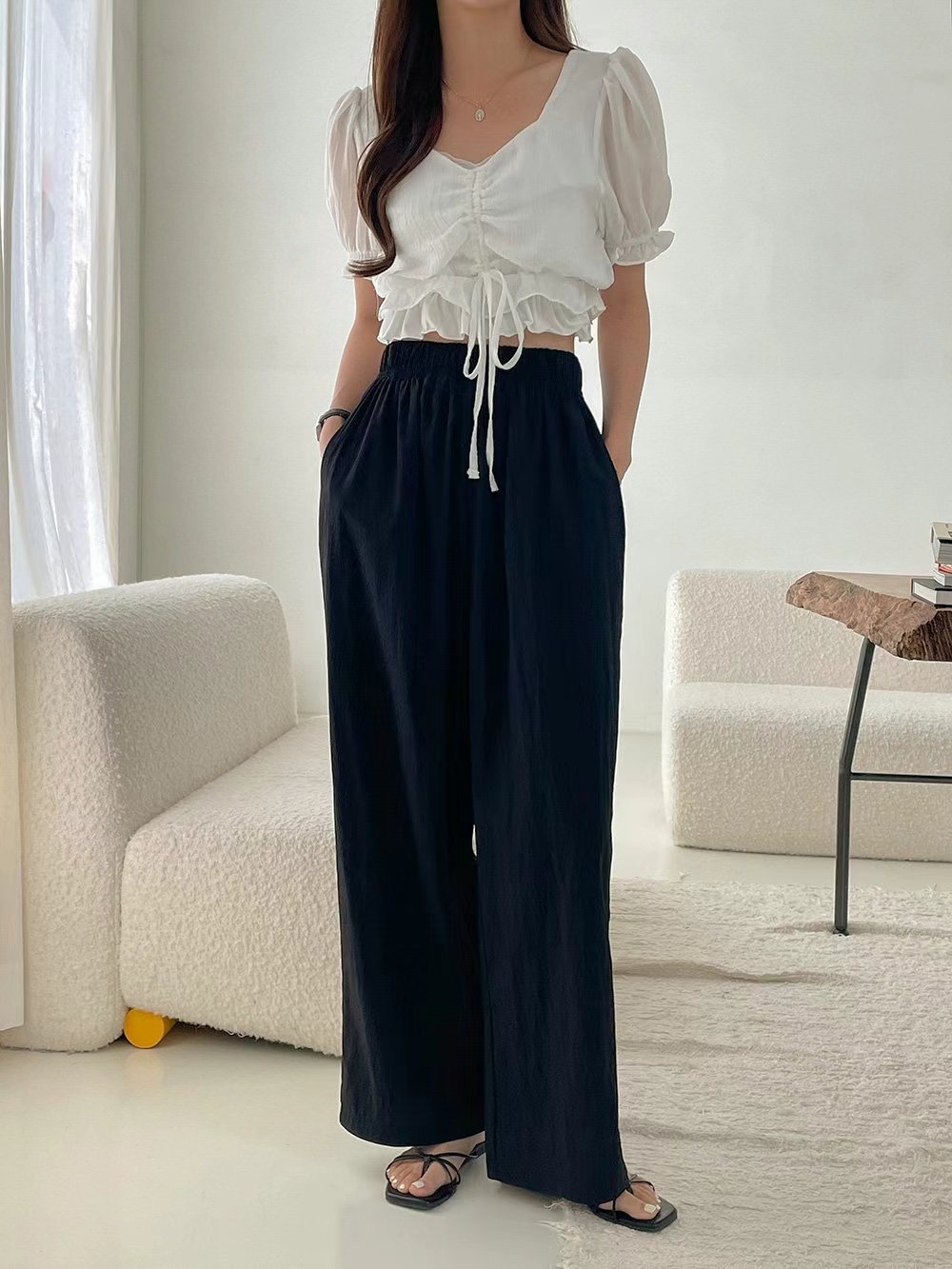 SNAP韓國直郵東大門實拍女士新品休閑時尚職業真品24秋夏休閑褲SNAP休閑褲