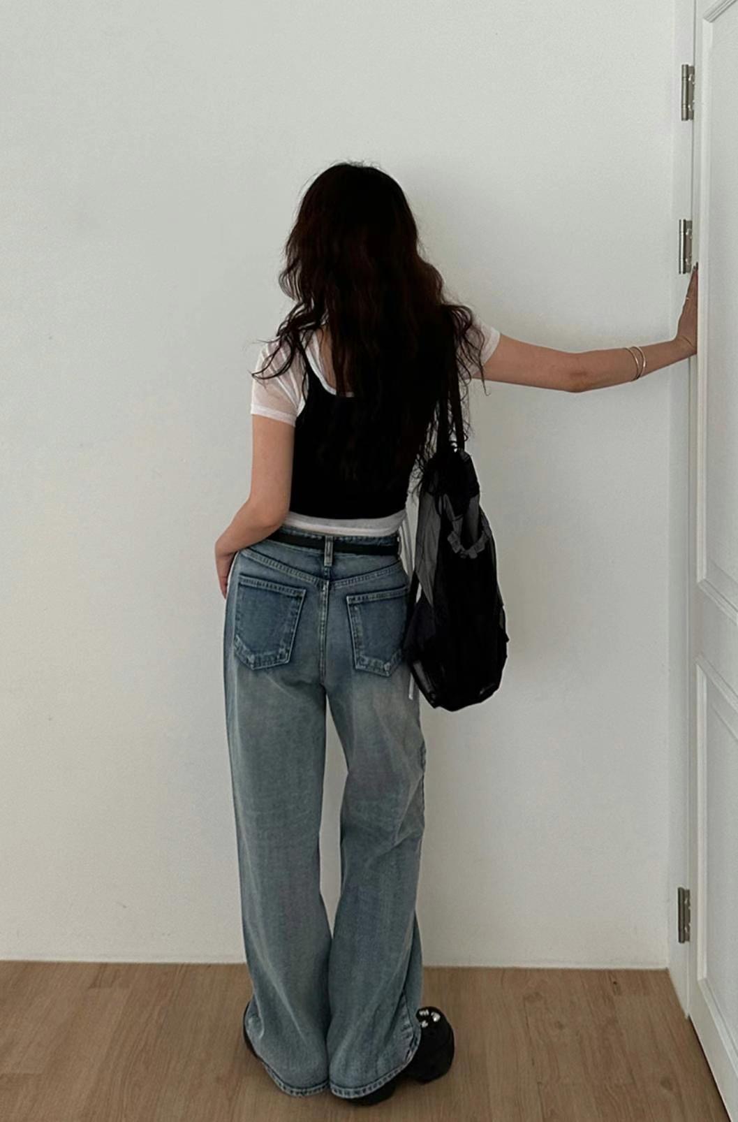 RAWROW韓國直郵女裝新品時尚職業熱賣推薦休閑人氣真品牛仔褲RAWROW牛仔褲