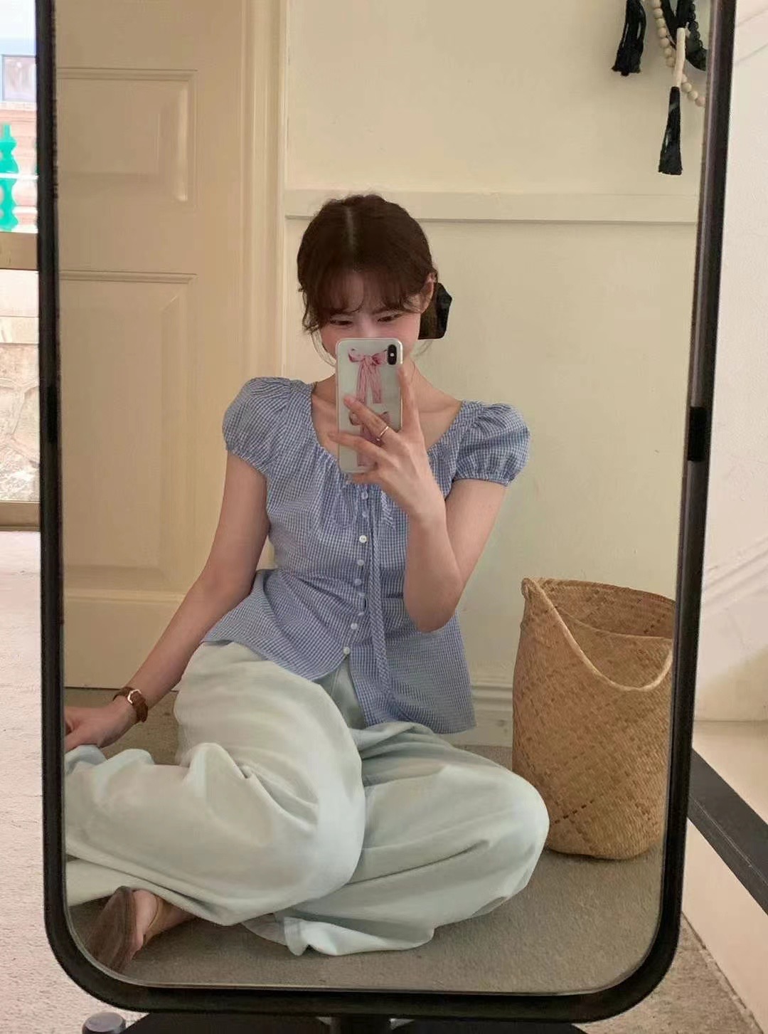 ELINVI韓國直郵女士新款人氣休閑24秋夏推薦時尚襯衫蕾絲衫ELINVI襯衫/蕾絲衫