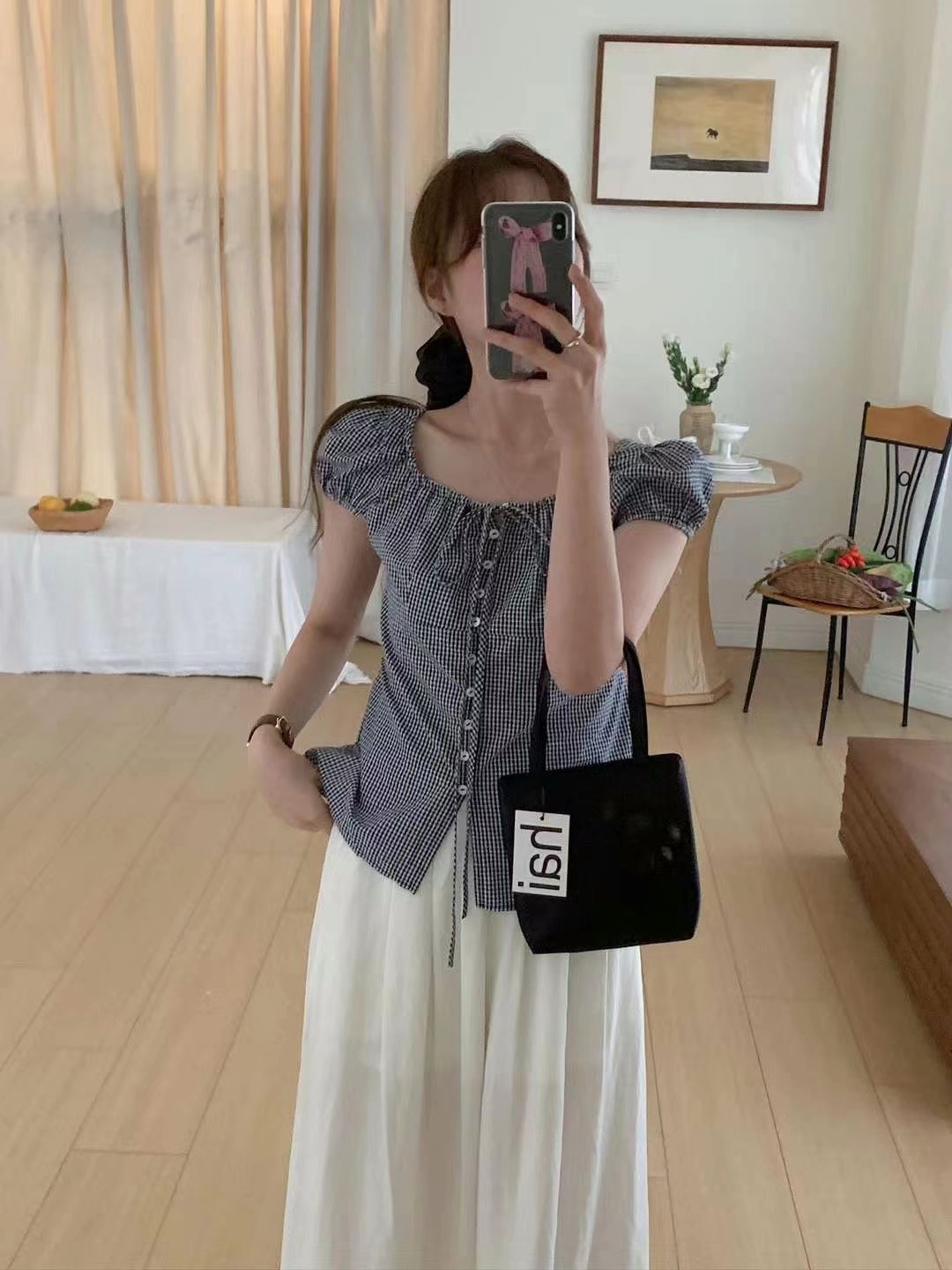 ELINVI韓國直郵女士新款人氣休閑24秋夏推薦時尚襯衫蕾絲衫ELINVI襯衫/蕾絲衫