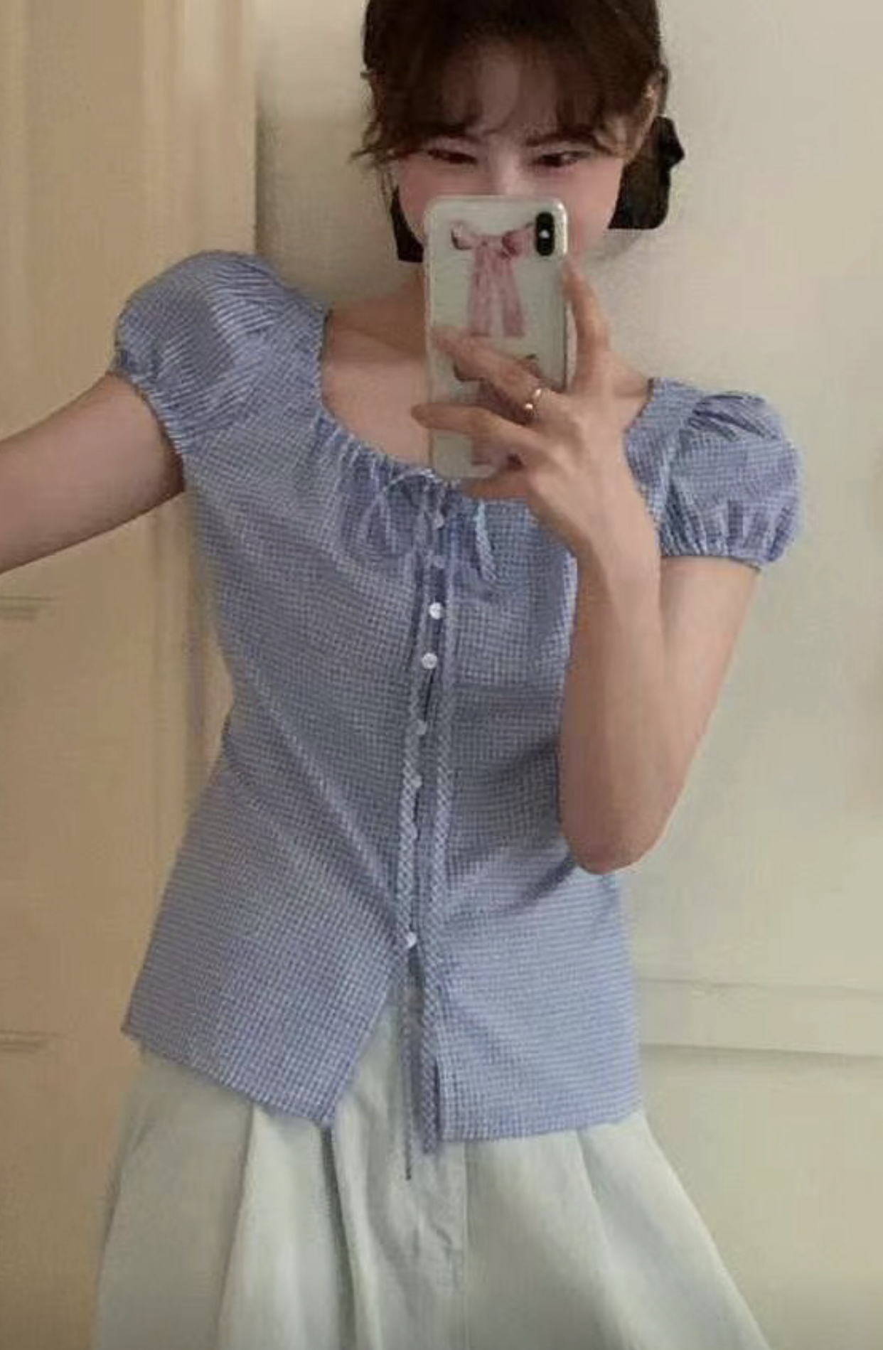 ELINVI韓國直郵女士新款人氣休閑24秋夏推薦時尚襯衫蕾絲衫ELINVI襯衫/蕾絲衫