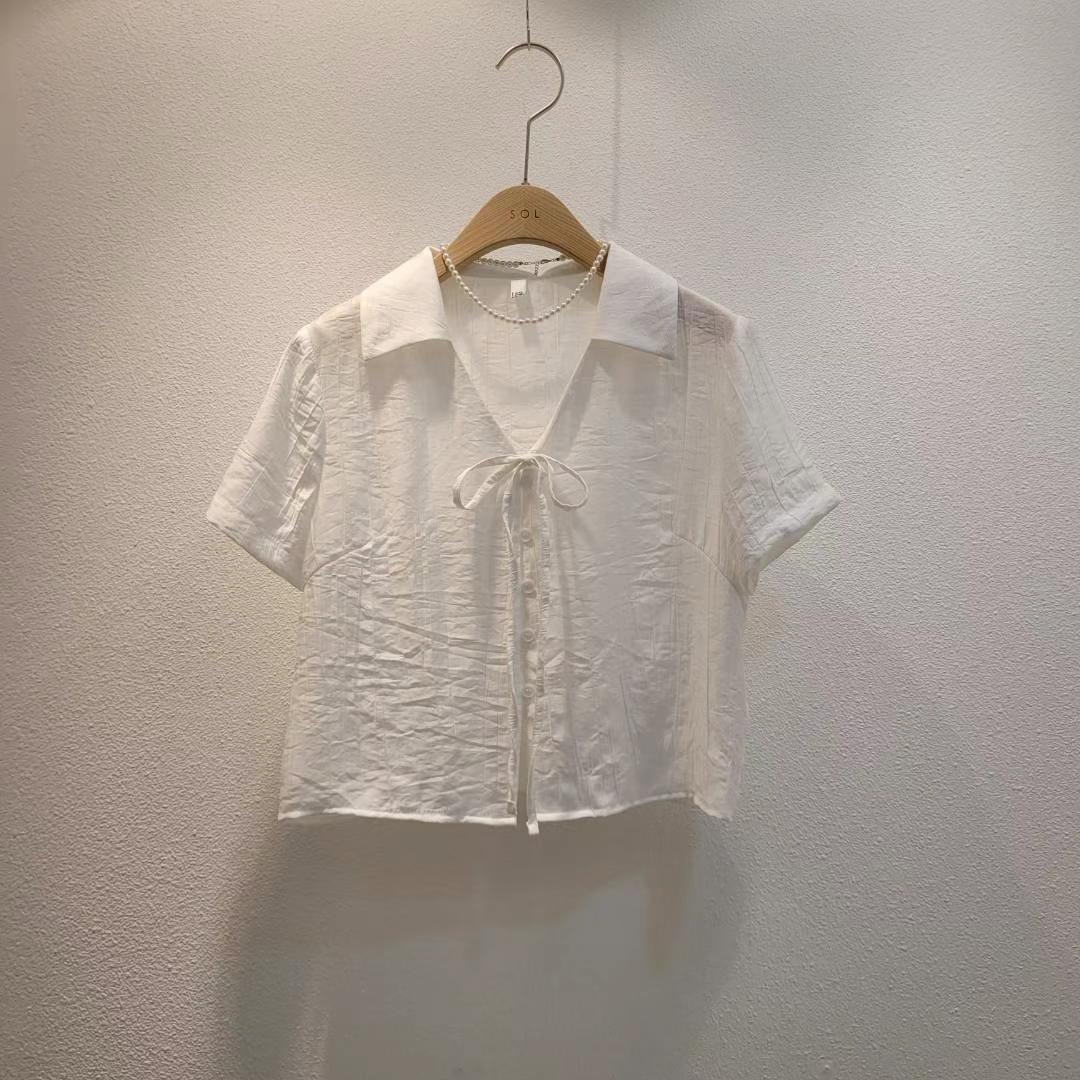 SOL韓國直郵女裝新款時尚休閑職業真品熱賣24秋夏襯衫蕾絲衫SOL襯衫/蕾絲衫