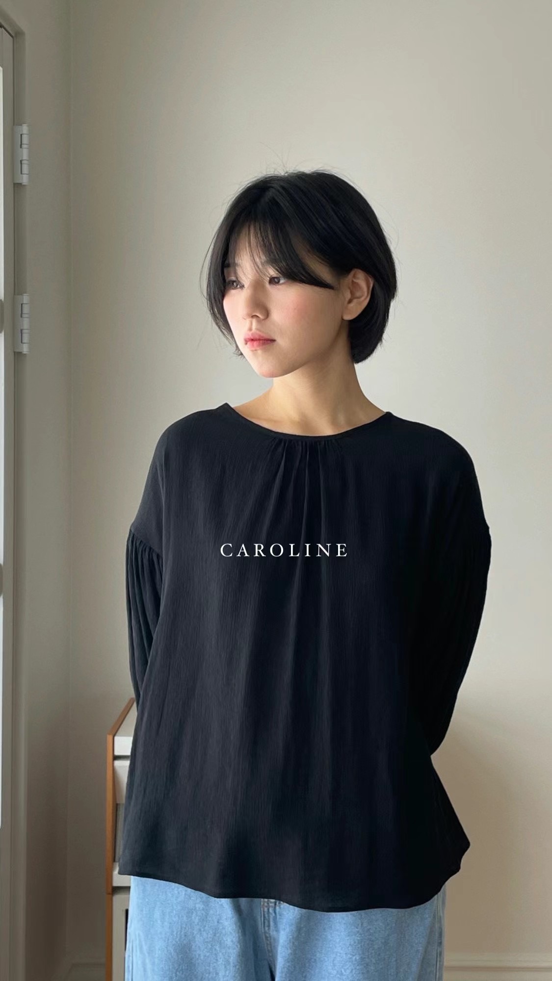 CAROLINE韓國直郵東大門實拍女裝新品熱賣職業休閑襯衫蕾絲衫CARO_LINE襯衫/蕾絲衫圖色1