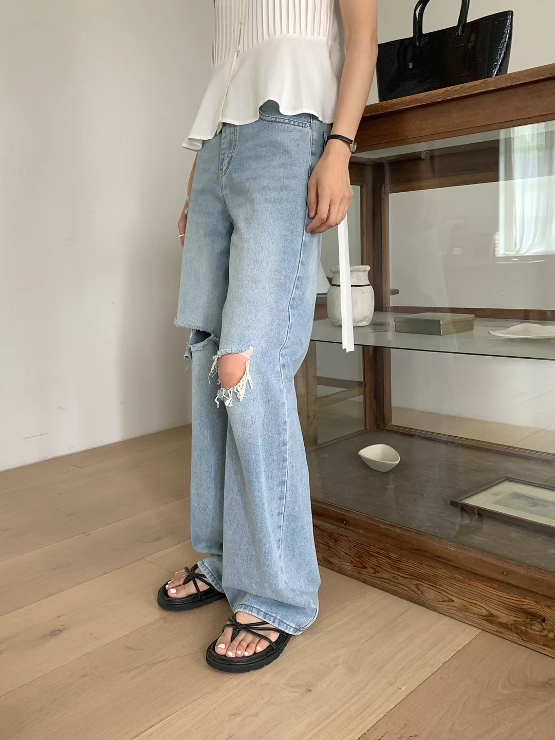 IKMOOI韓國直郵東大門代購女裝新品人氣24春夏時尚牛仔褲IKMOOI牛仔褲