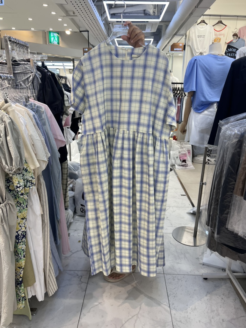 PLANTS ON GRAY韓國直郵東大門實拍女裝新款人氣連衣裙格紋PLANTS ON GRAY連衣裙圖色1