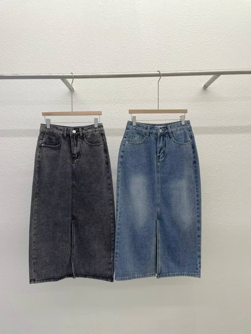 X韓國直郵女裝新款職業24春夏時尚半身裙中短裙牛仔布秋款SERIN半身裙/中短裙