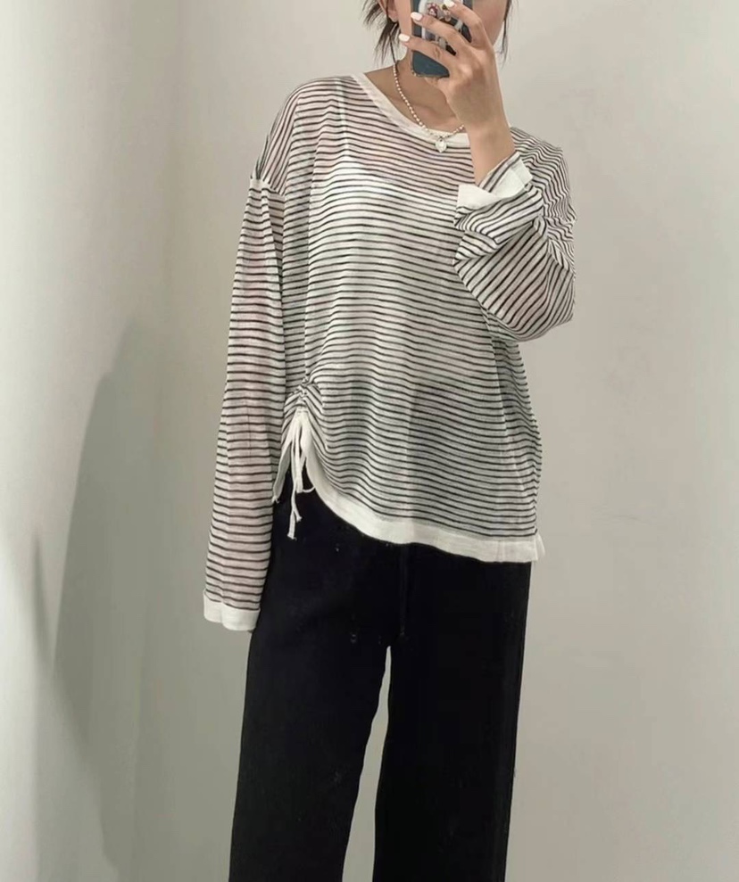 X韓國直郵女裝新款推薦休閑真品人氣熱賣時尚職業24春夏長袖T恤SERIN長袖T恤