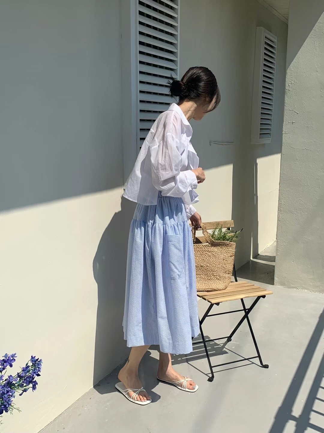 X韓國直郵東大門實拍女裝新品熱賣時尚真品24秋夏半身裙中短裙TRIMMING半身裙/中短裙
