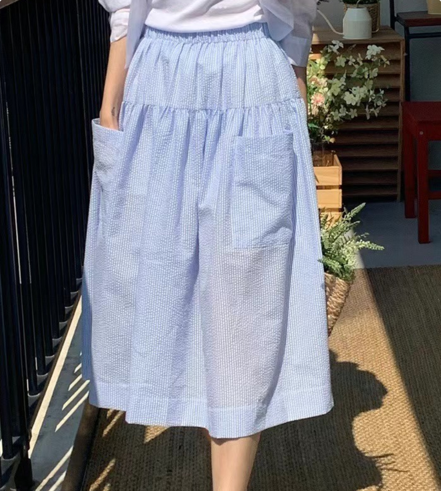 X韓國直郵東大門實拍女裝新品熱賣時尚真品24秋夏半身裙中短裙TRIMMING半身裙/中短裙
