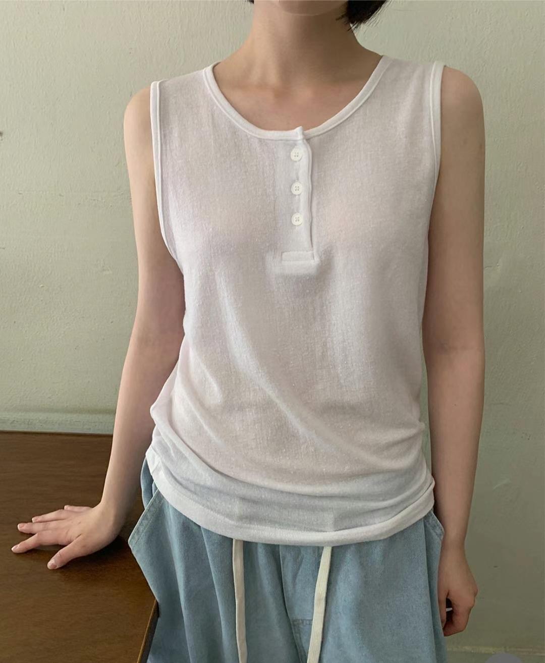 IRUING PLACE韓國直郵東大門實拍女裝新品人氣吊帶背心亞麻GUSSINE吊帶/背心