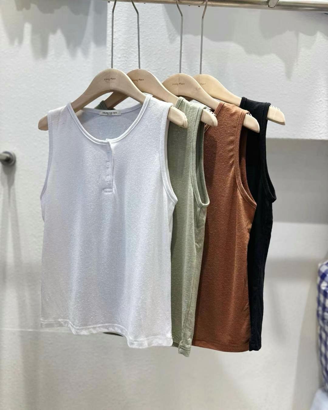 IRUING PLACE韓國直郵東大門實拍女裝新品人氣吊帶背心亞麻GUSSINE吊帶/背心