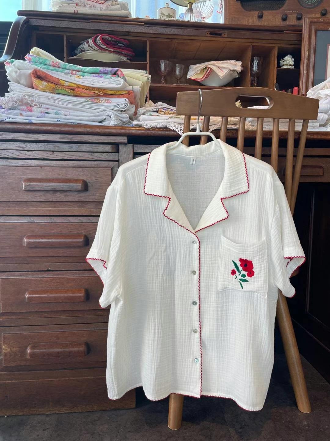 4PI韓國直郵東大門實拍女士新款真品24秋夏熱賣襯衫蕾絲衫4PI襯衫/蕾絲衫圖色1