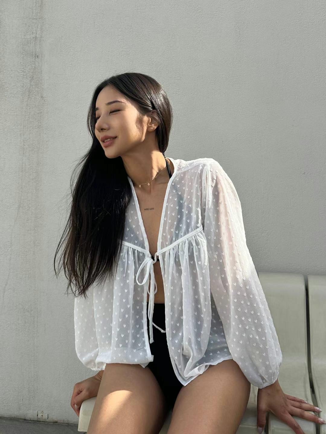 Street newyork韓國直郵東大門實拍女士新品時尚襯衫蕾絲衫BANANA N.Y襯衫/蕾絲衫