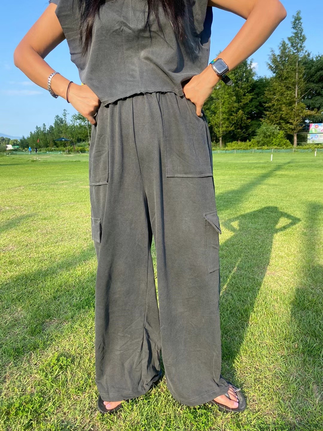 LIKE A韓國直郵東大門代購女士新款真品24秋夏休閑褲口袋LIKE A休閑褲圖色1