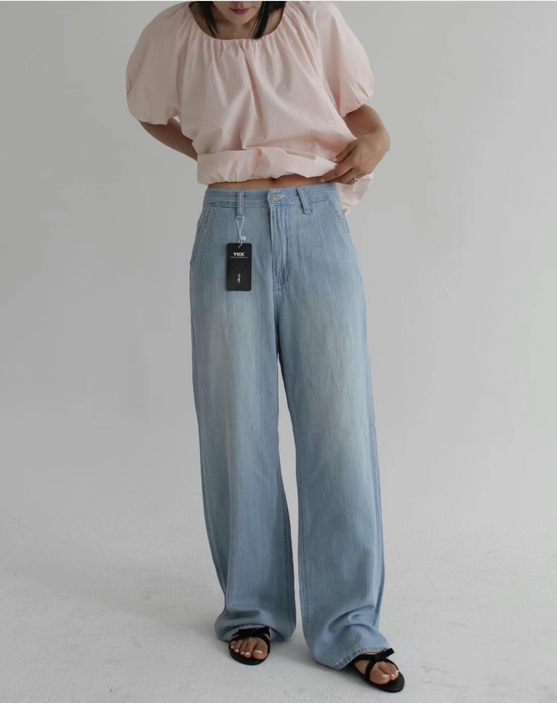 CLOSER韓國直郵東大門代購女裝新品24秋夏真品牛仔褲牛仔布CLOSER牛仔褲