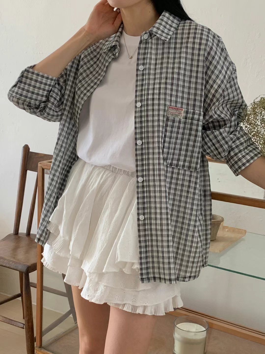 ACRE韓國直郵女士新品24秋夏熱賣職業推薦休閑襯衫蕾絲衫ACRE襯衫/蕾絲衫