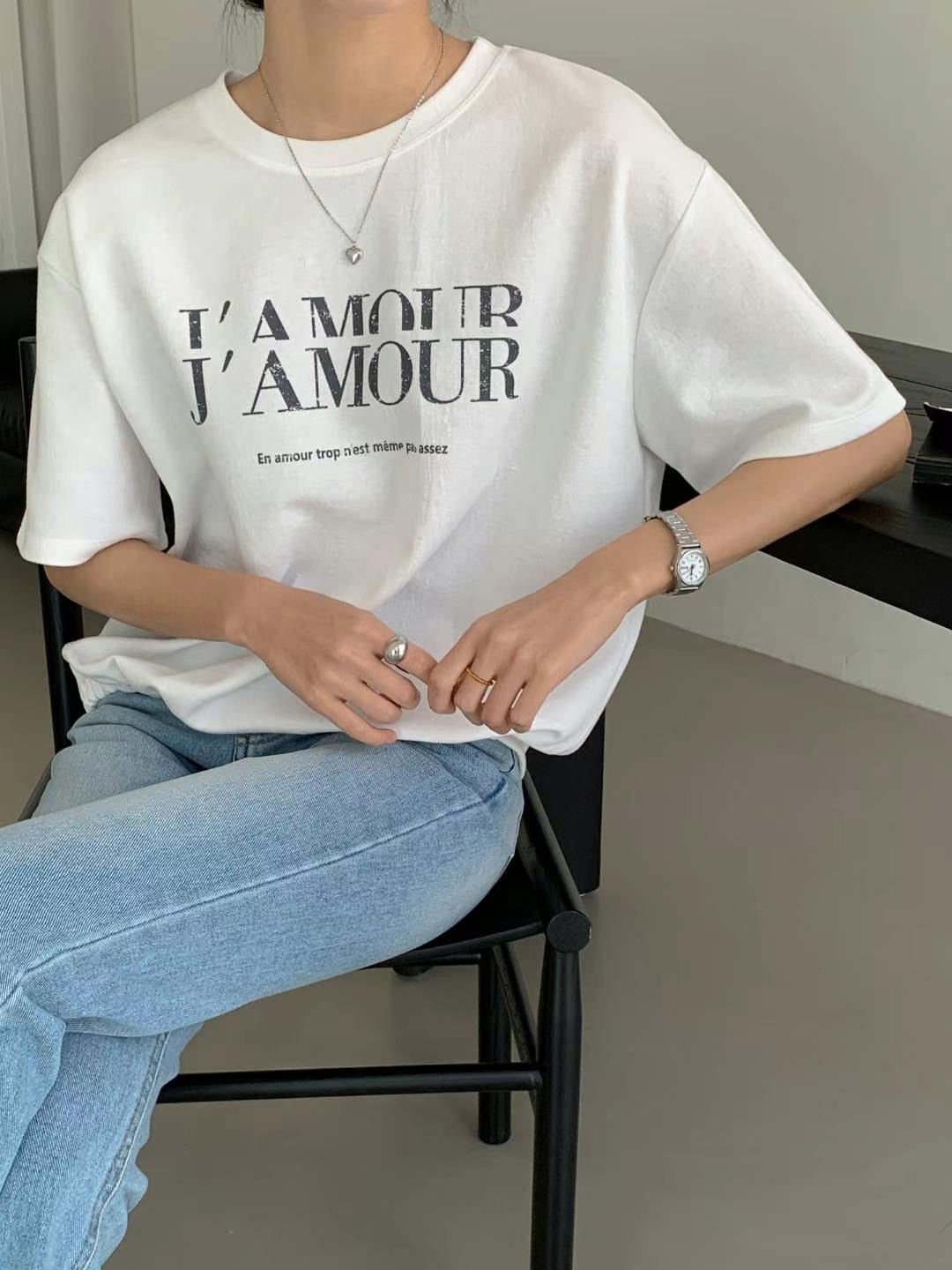 J B直郵韓國代購女士新款熱賣真品人氣24秋夏時尚休閑T恤J BT恤圖色1