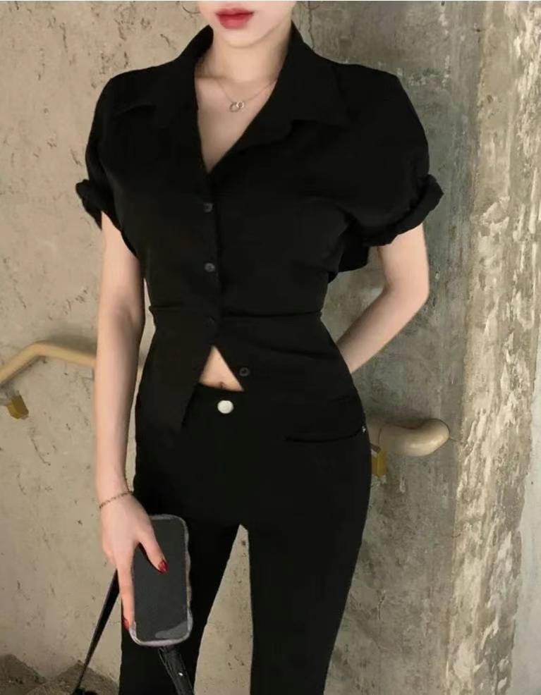 A BLACK韓國直郵女裝新品人氣24秋夏推薦熱賣襯衫蕾絲衫HARUHA襯衫/蕾絲衫圖色2